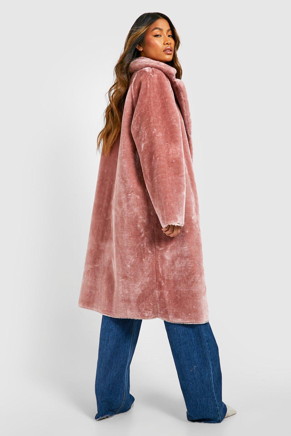 Dusty rose faux fur on sale coat